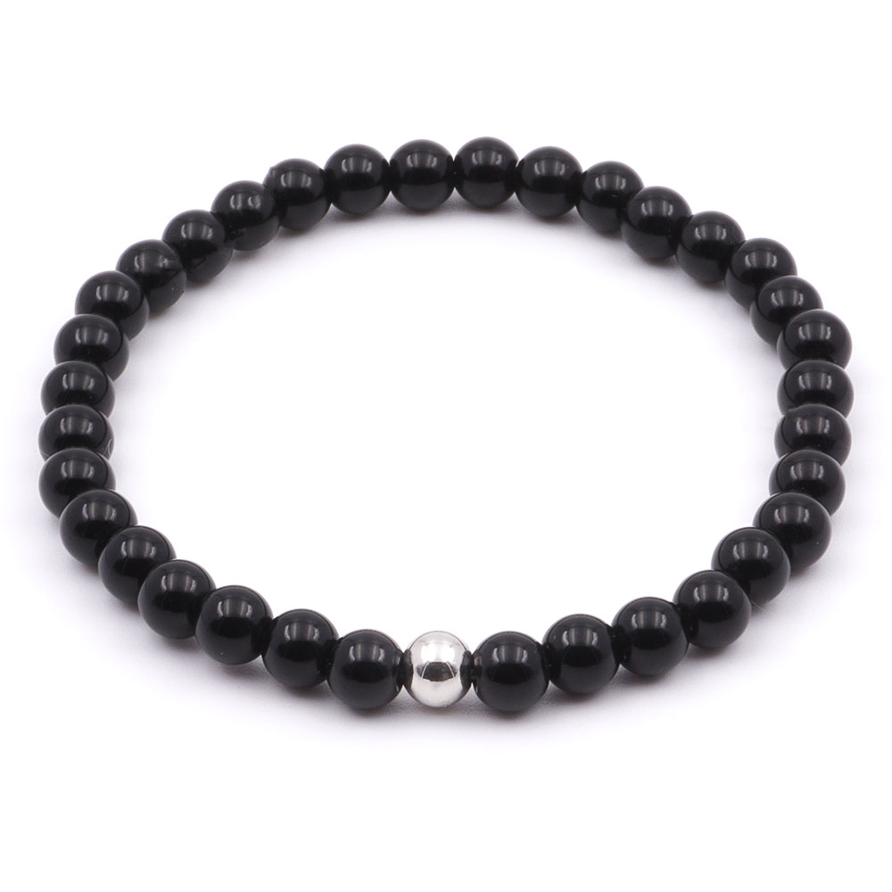 Ónix slim line karkötő acéllal - 6mm