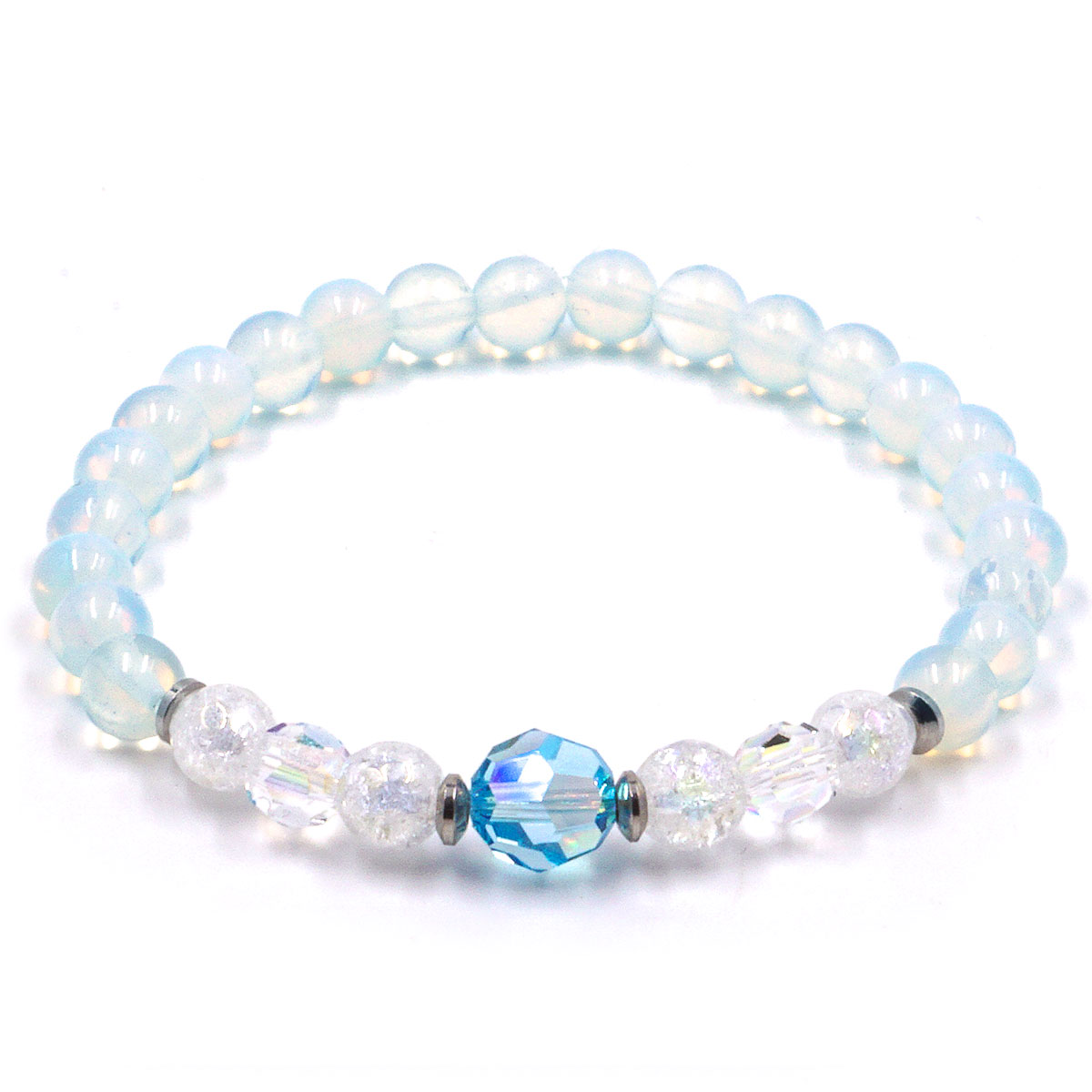 Blue Teardrop - Opalit és Hegyikristály karkötő
