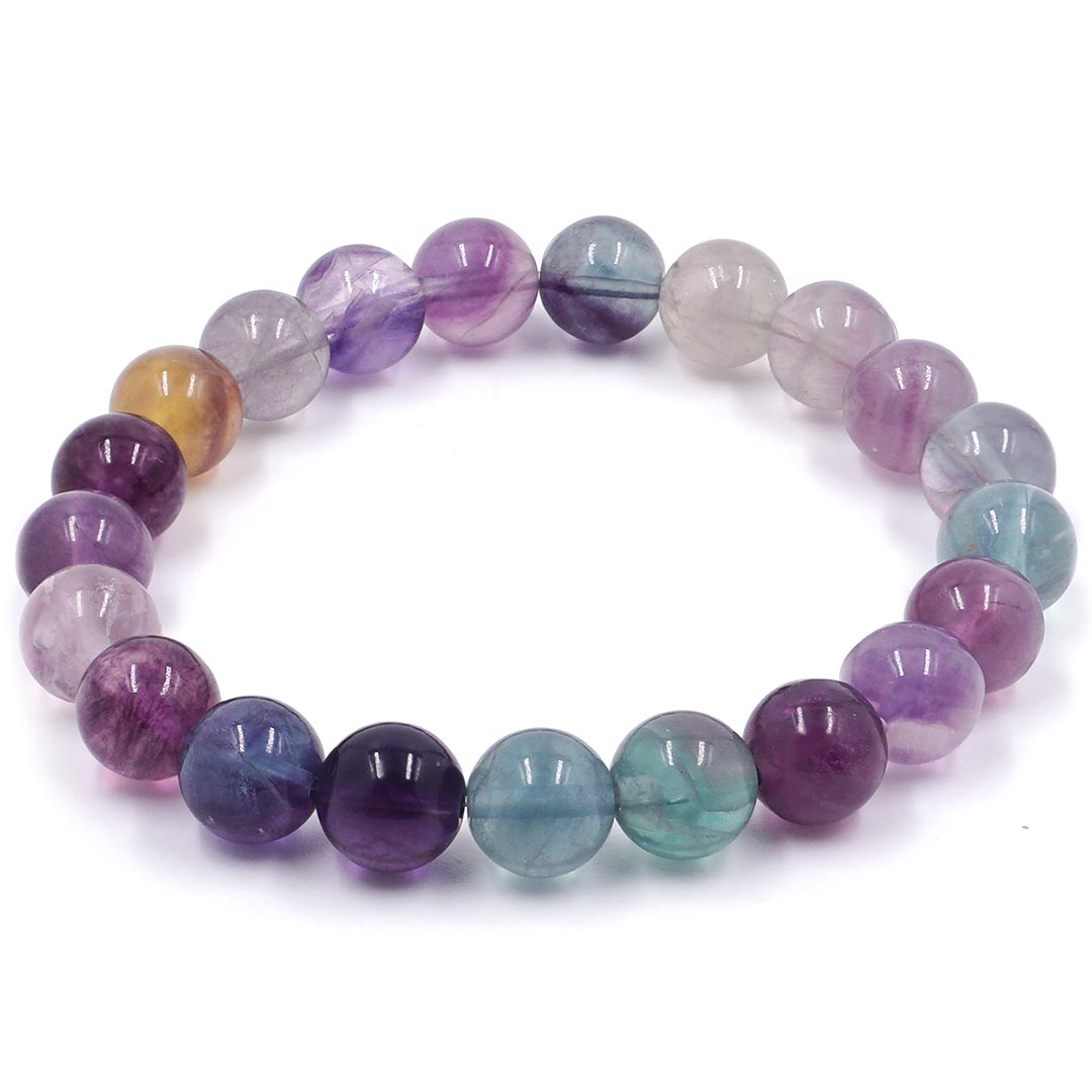 Lilás Szivárvány fluorit karkötő