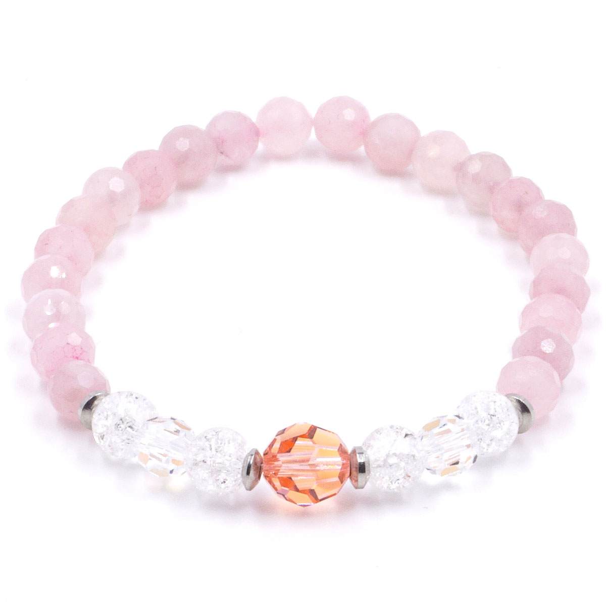 Rose Teardrop - Rózsakvarc és Hegyikristály karkötő