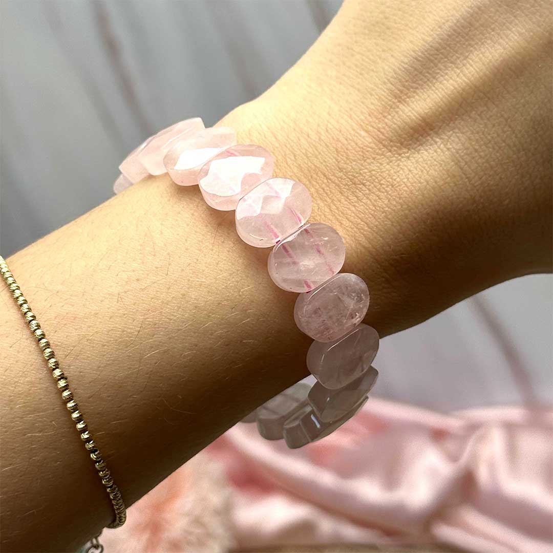 Rózsakvarc fazettált ásványkarkötő - Image 2