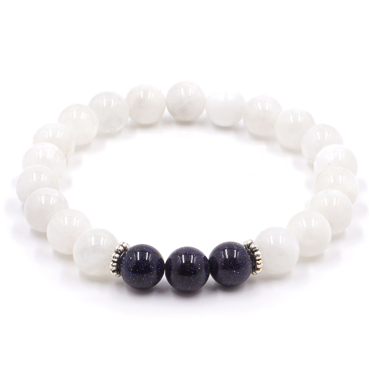 Sky and Snow - Szivárvány holdkő karkötő homokkővel