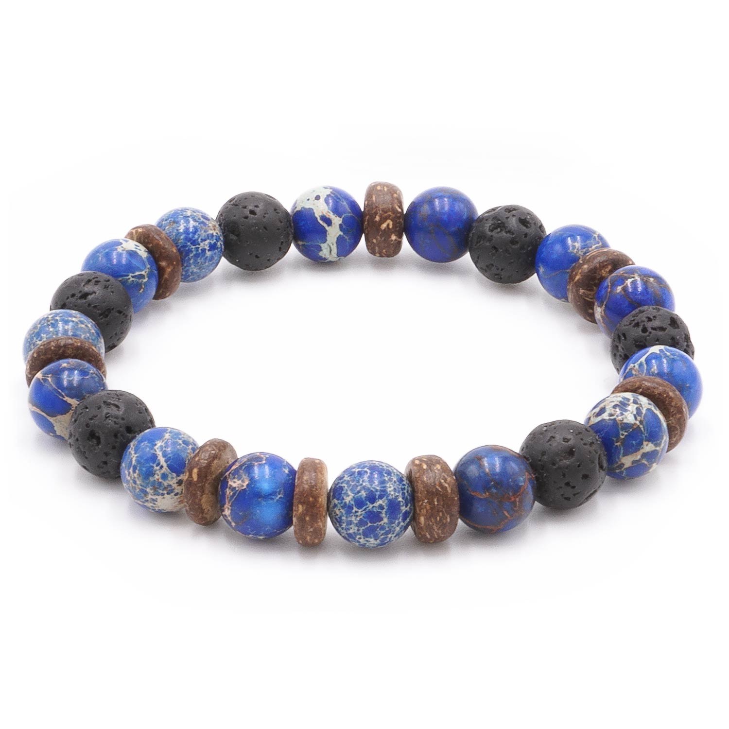 Surfing in Barbados - Jáspis, láva és kókuszfa karkötő