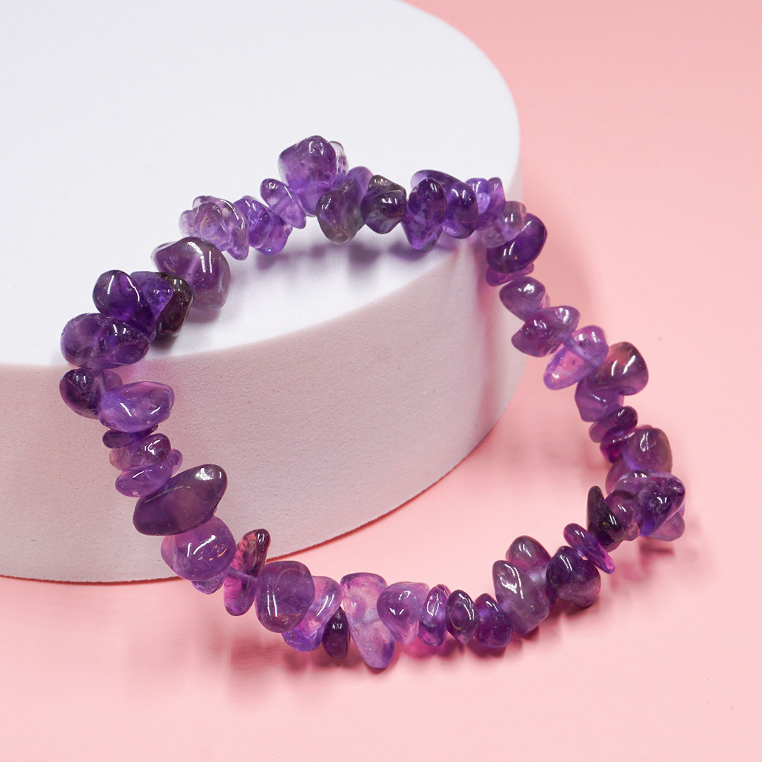 Ametiszt szemcse karkötő