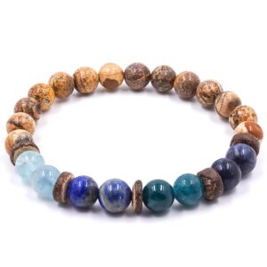 Mediterranean Sea - jáspis, akvamarin, lapis lazuli, apatit és szodalit karkötő