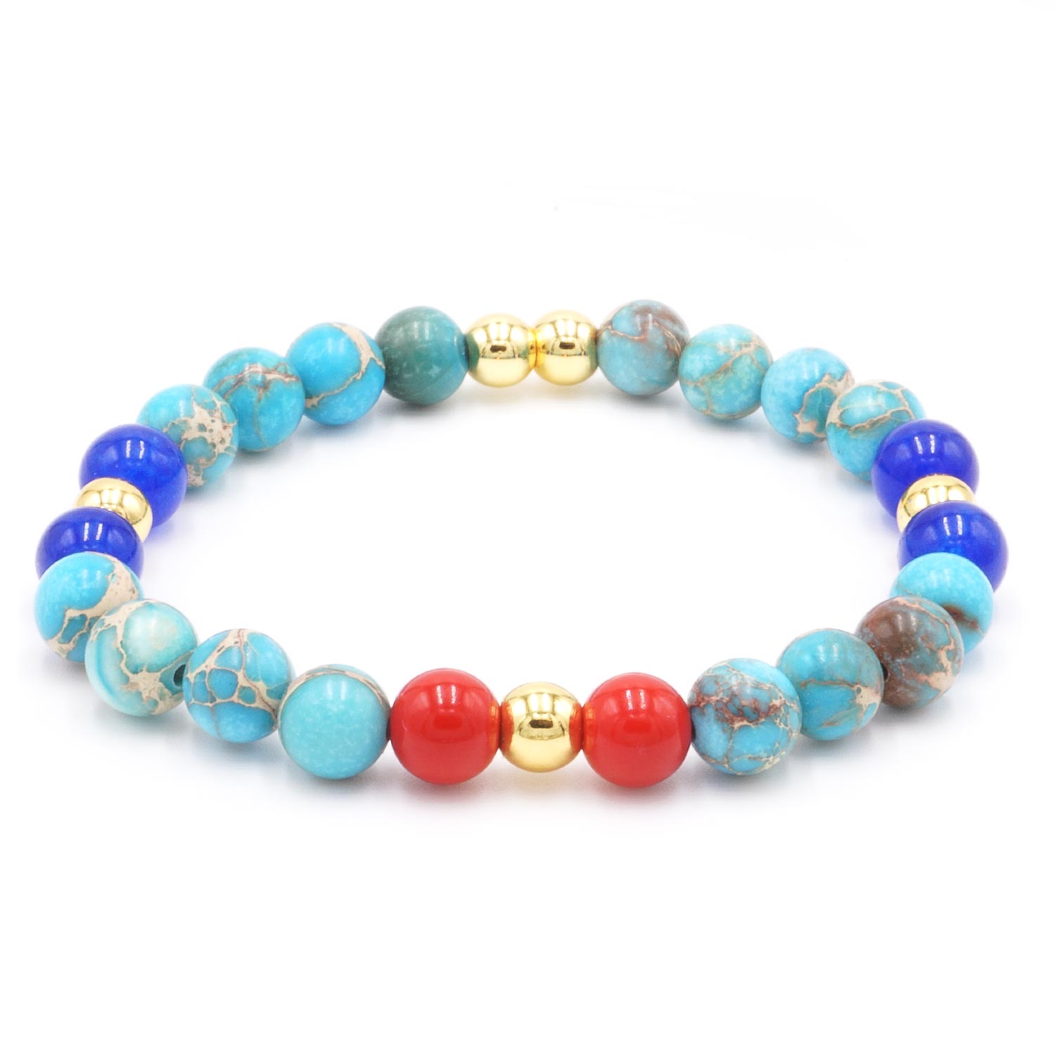 Aum - Jáspis, hematit és jáde karkötő