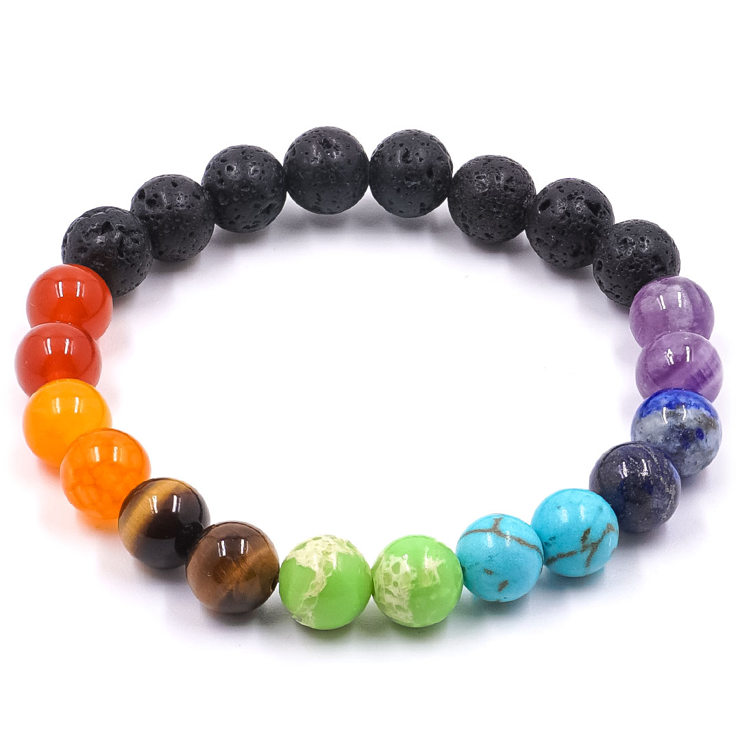 Csakra karkötő I. - Lávakő karkötő