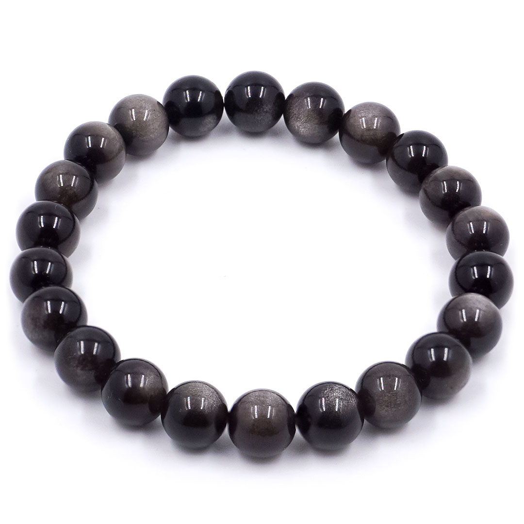 Ezüst fényű Obszidián karkötő (prémium)