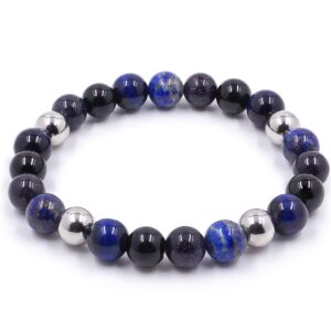 Halo - Kék homokkő, tigrisszem, lapis lazuli és ónix karkötő