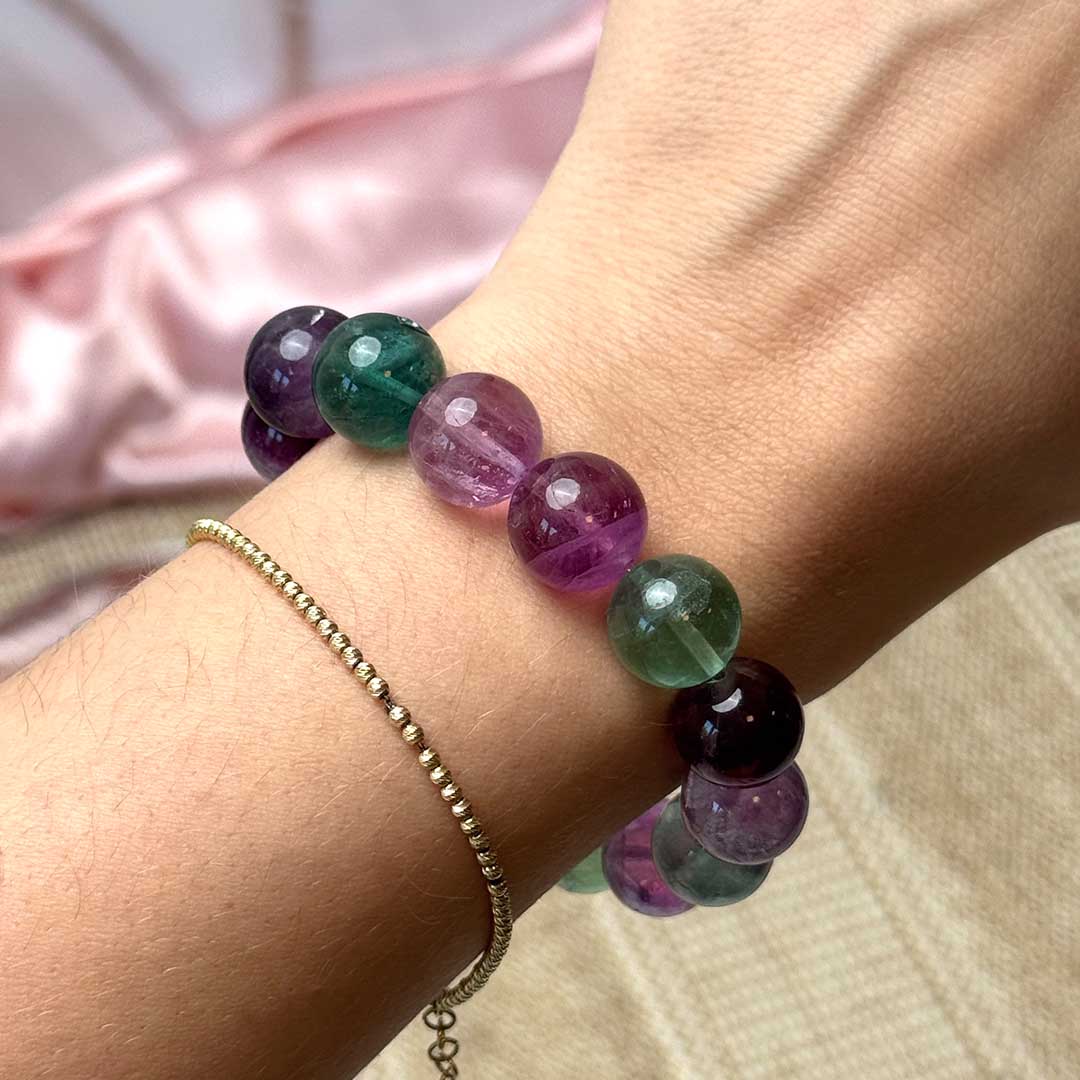 Fluorit Grande Gems 12 mm-es nagyszemű karkötő !!csak 15-ös méretben!!