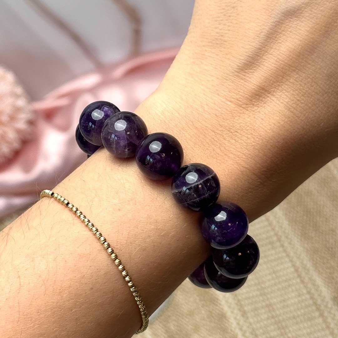 Ametiszt Grande Gems 10 mm-es nagyszemű karkötő