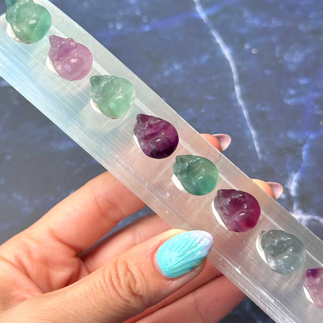 Fluorit alvó cica faragvány