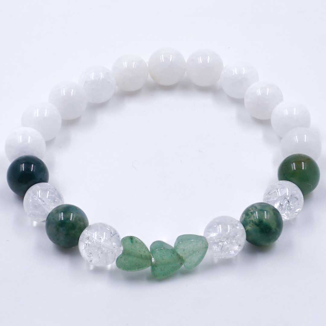 Love at First Bite - Aventurin, Moha Achát és Tejkvarc karkötő