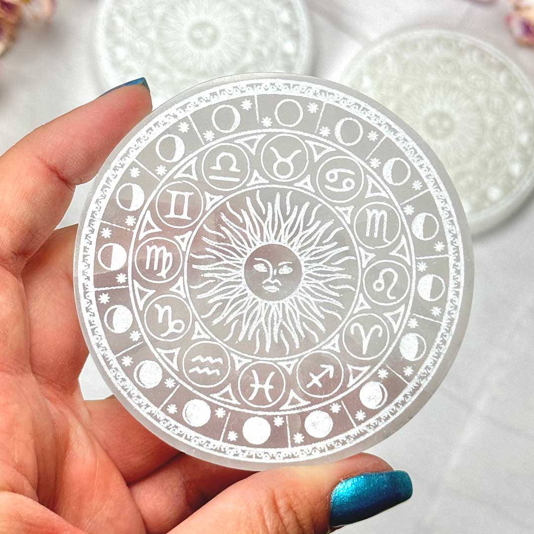 Szelenit korong (Horoszkóp és holdfázisok ábrával)
