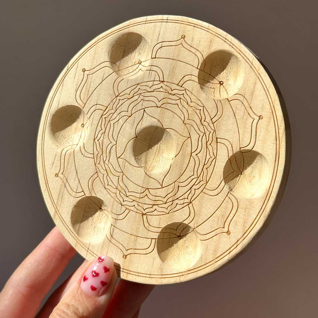 Mandala mintás fa golyótartó