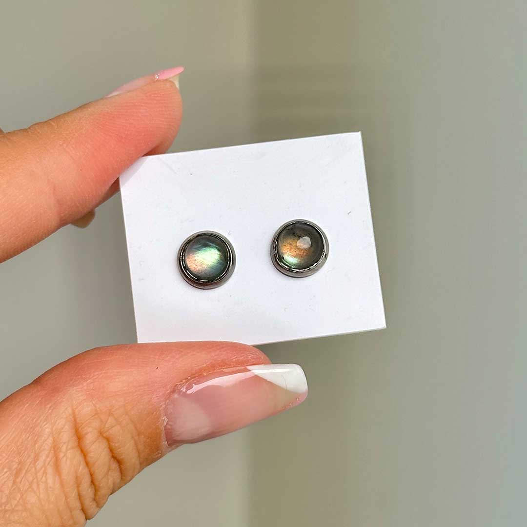 Labradorit nemesacél fülbevaló