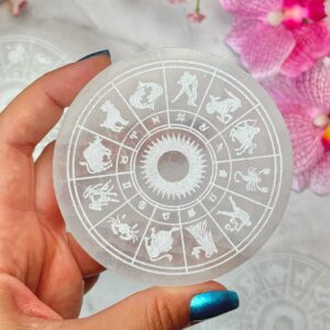 Szelenit korong - Zodiákus (Csillagjegyek ábrával)