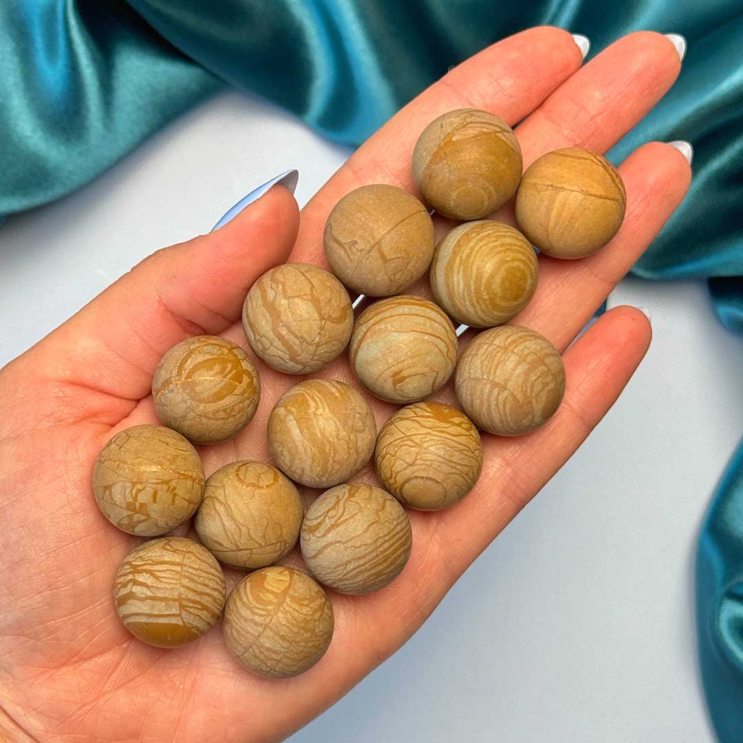 Képjáspis matt golyó