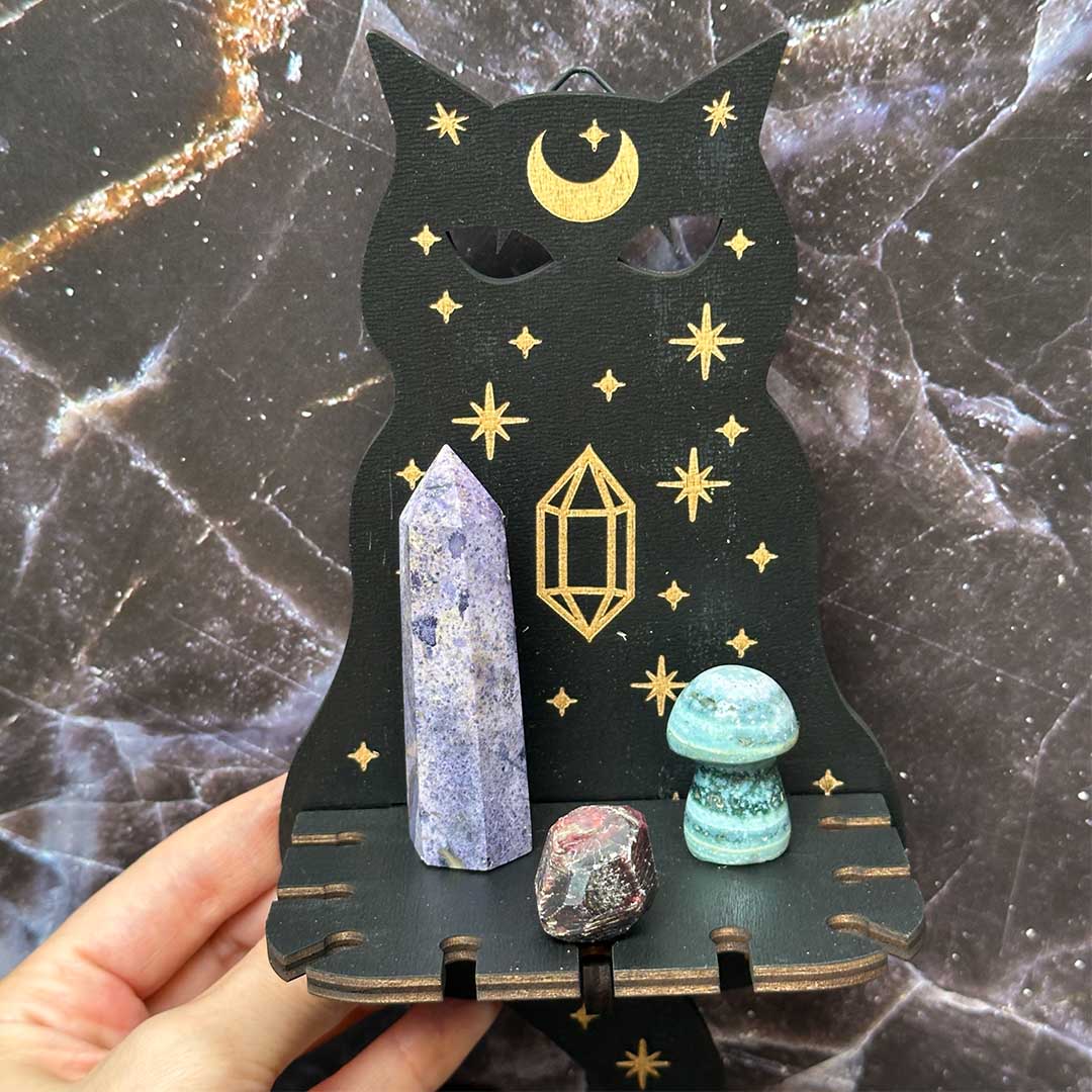 Misztikus Macska fali ásványtartó állvány