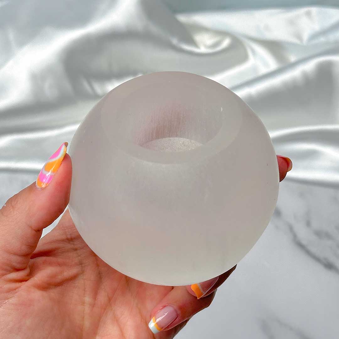 Szelenit gömb mécsestartó