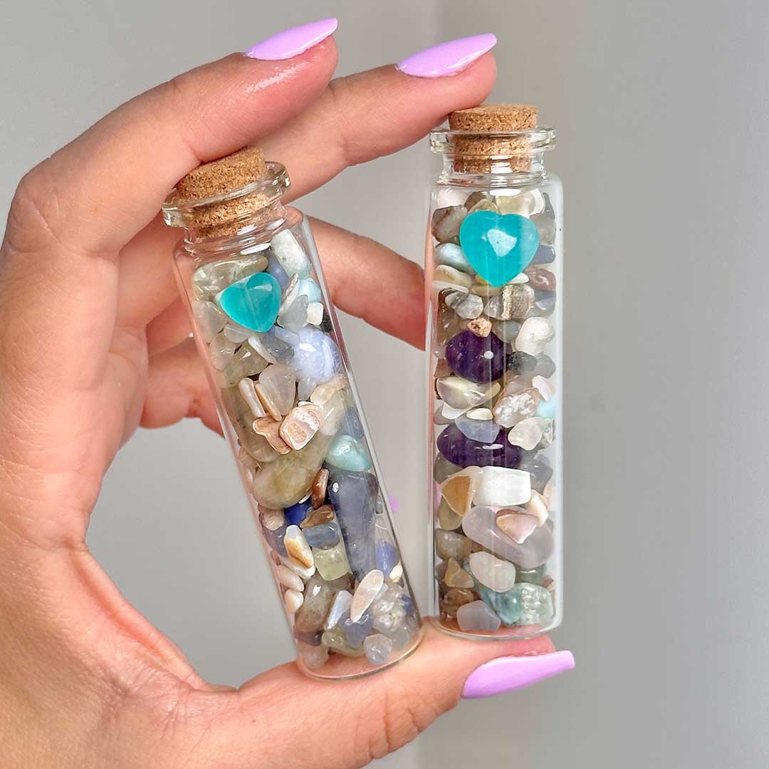 Üvegbe zárt tengerpart ásvány válogatás