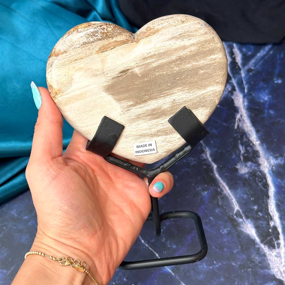 Indonéz Fosszilizálódott fa kövület Szív állvány (3)