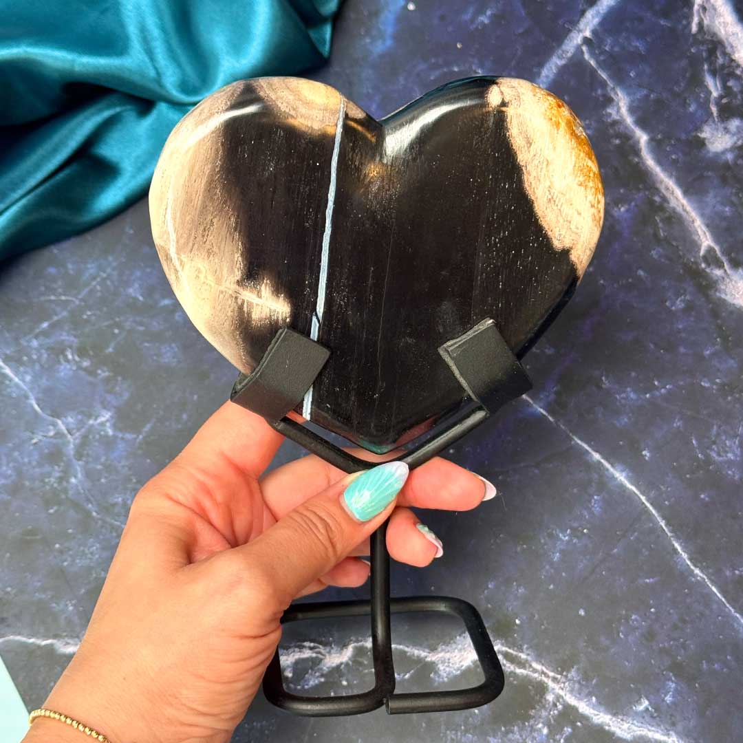 Indonéz Fosszilizálódott fa kövület Szív állvány (1)