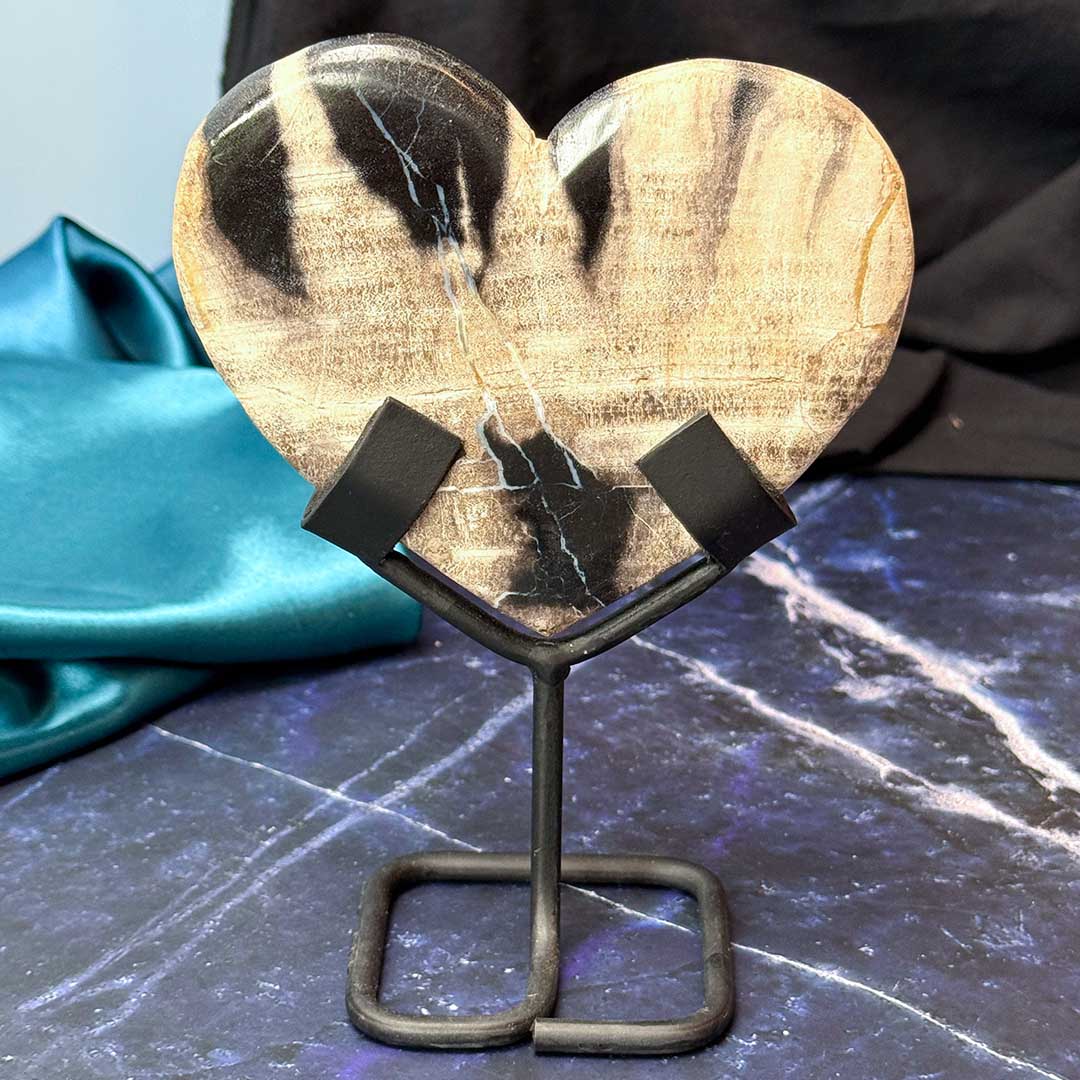 Indonéz Fosszilizálódott fa kövület Szív állvány (3) - Image 4