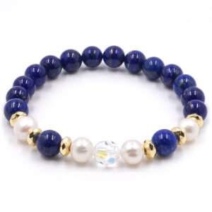 Grand bazaar of Istanbul - Lapis lazuli és gyöngy karkötő swarovski kristállyal