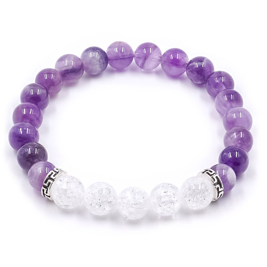 Lavender - Ametiszt és hegyikristály karkötő