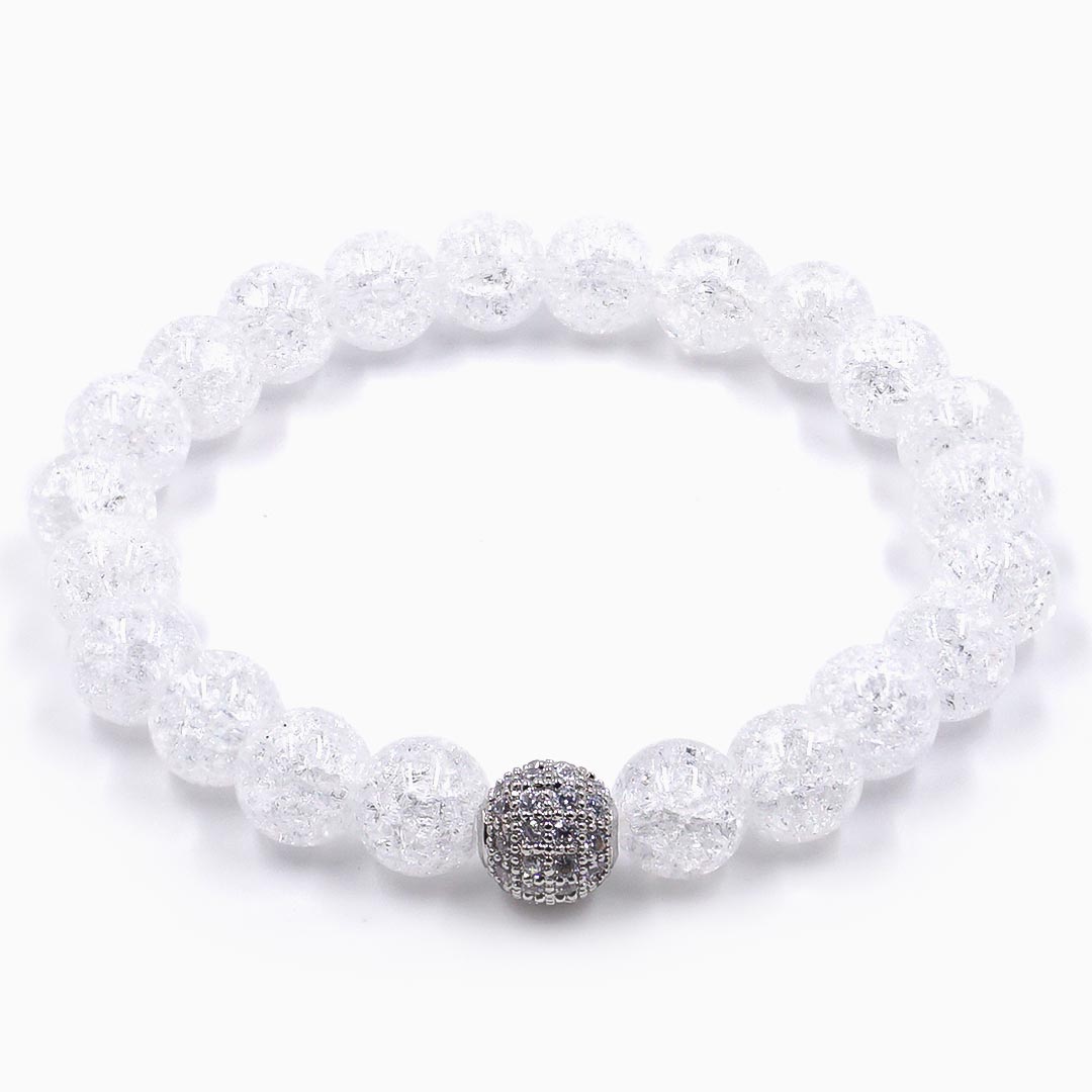 Lilly - Roppantott hegyikristály karkötő cirkónia dísszel