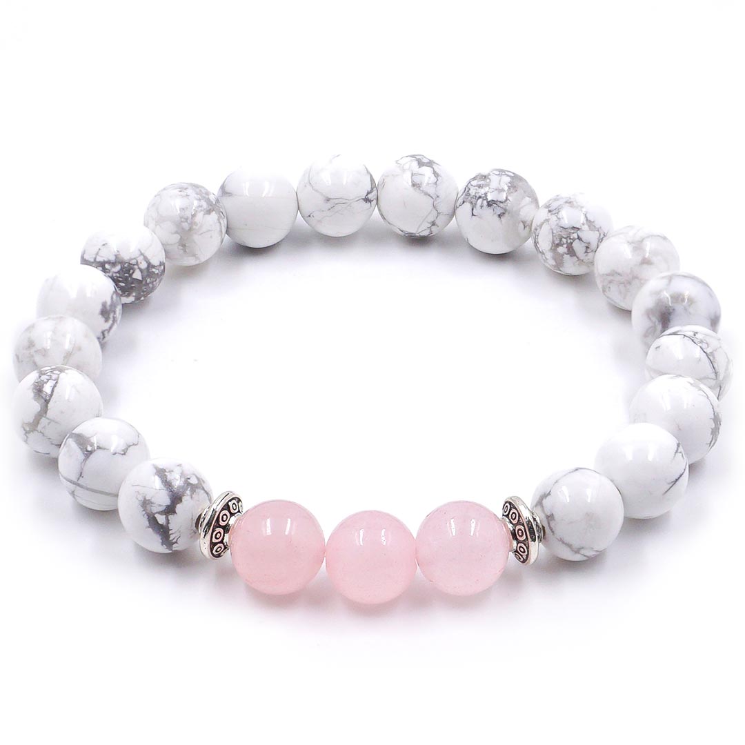 Nana - Howlit és rózsakvarc karkötő