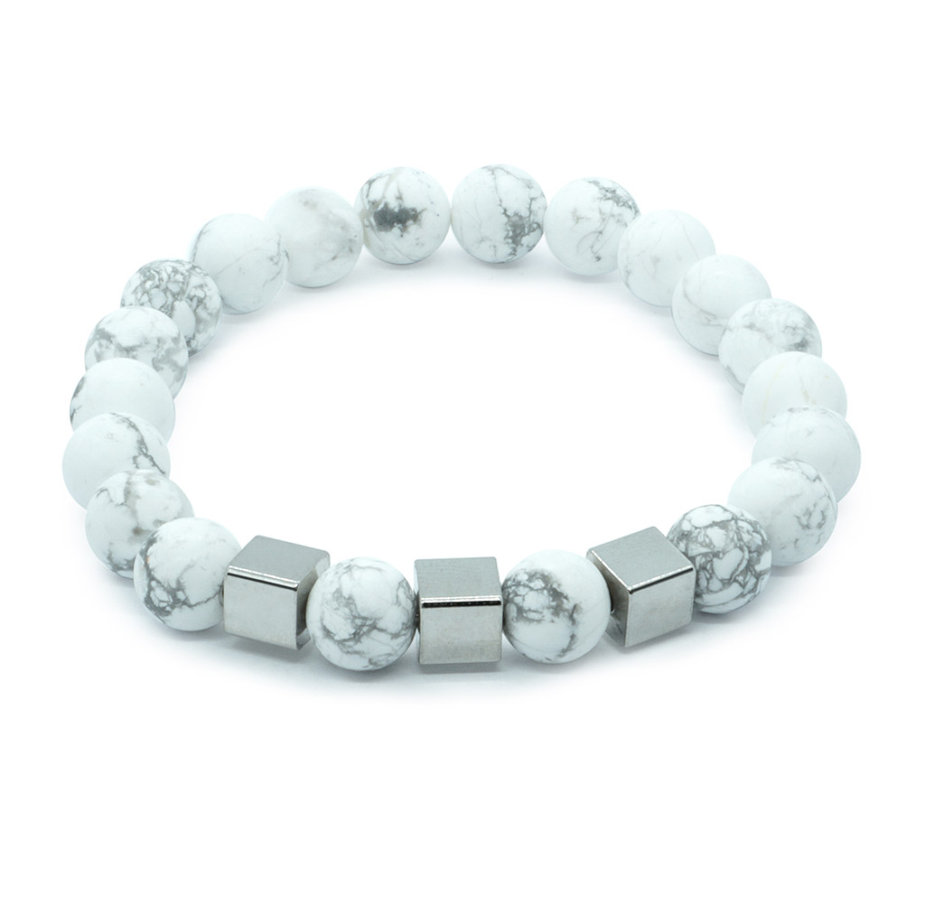 Rhett - Matt howlit karkötő acél kockákkal