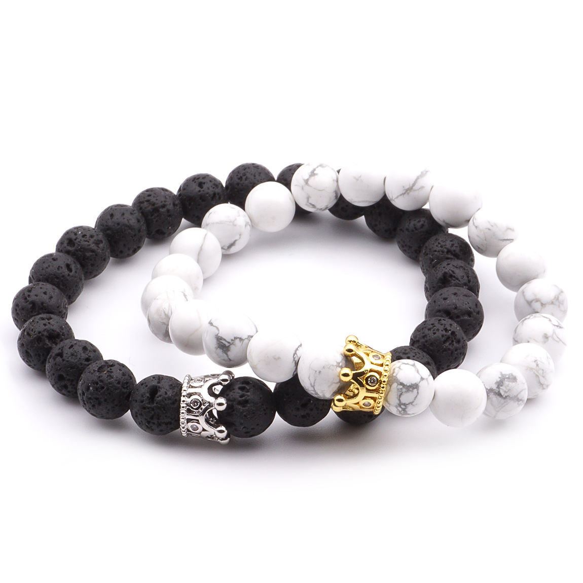 Rómeó és Júlia páros karkötő - Lávakő és Howlit