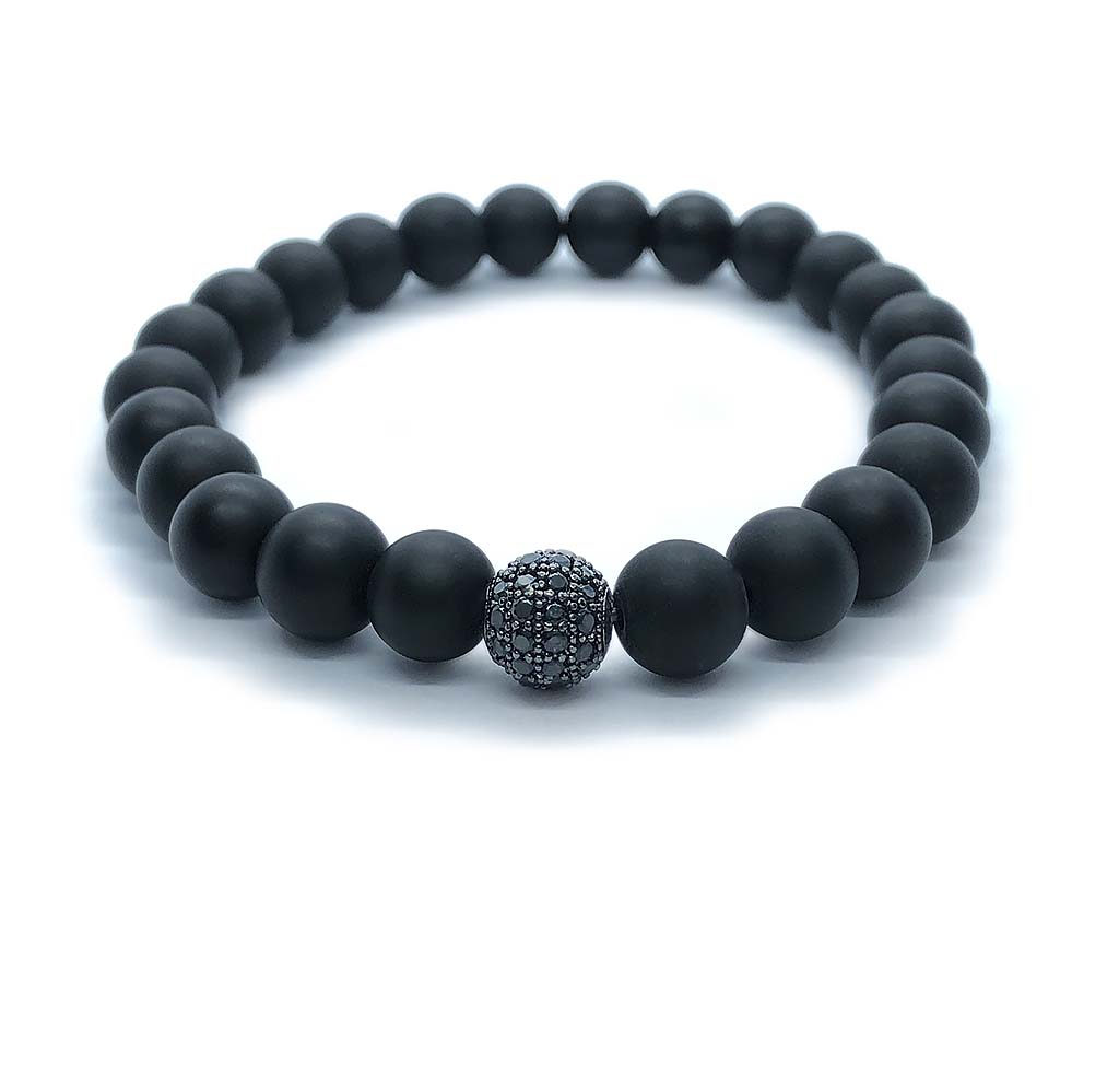 Sebastian - Ónix karkötő cirkónia dísszel