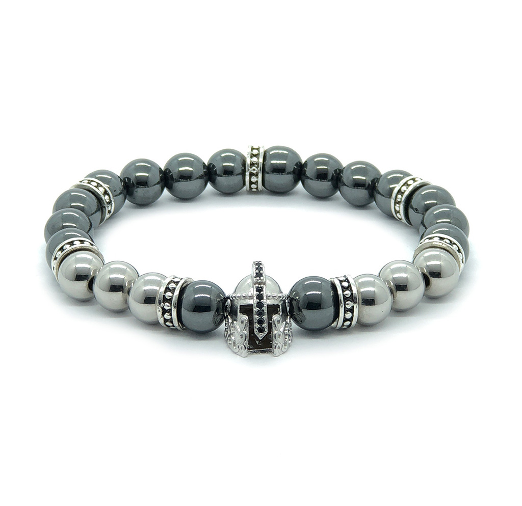 Spartan - Hematit és rozsdamentes acél karkötő