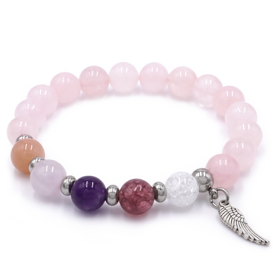 Wish - Hegyikristály, eperkvarc, ametiszt, rózsakvarc és holdkő karkötő