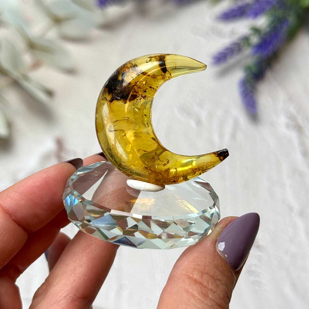 Chiapas borostyán hold faragvány - prémium! (1)