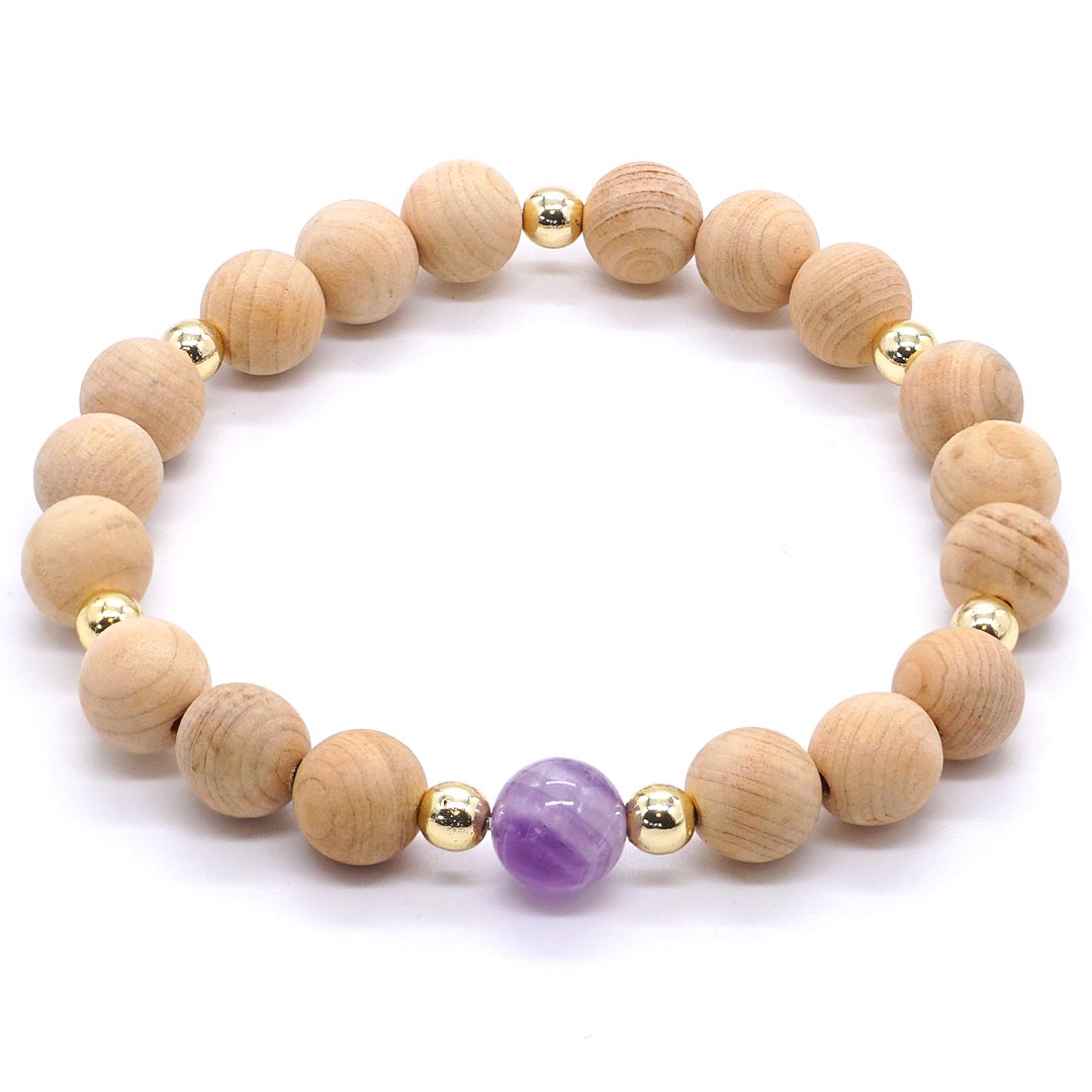 Pure Shine - Ametiszt és Palo Santo karkötő