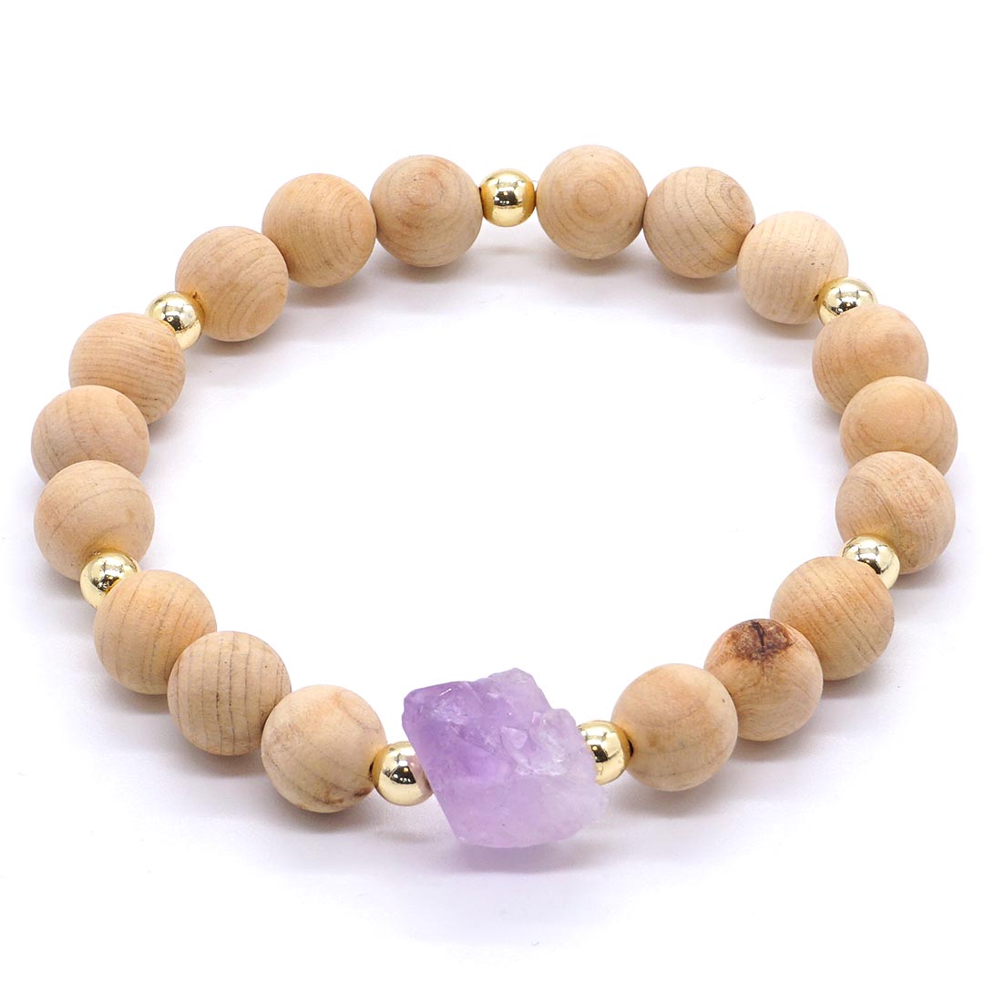 Lavender Mist - Ametiszt és Palo Santo karkötő