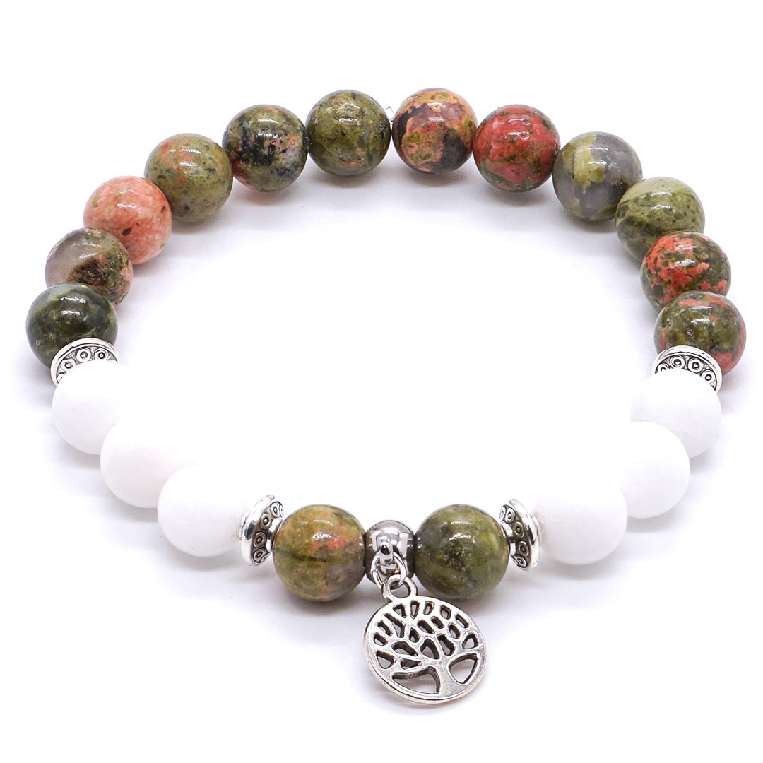 Rooted Clarity - Unakit és Tejkvarc karkötő