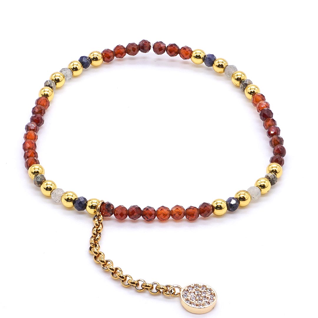 Solar Fire - Gránát, Pirit, Labradorit és Zafír karkötő