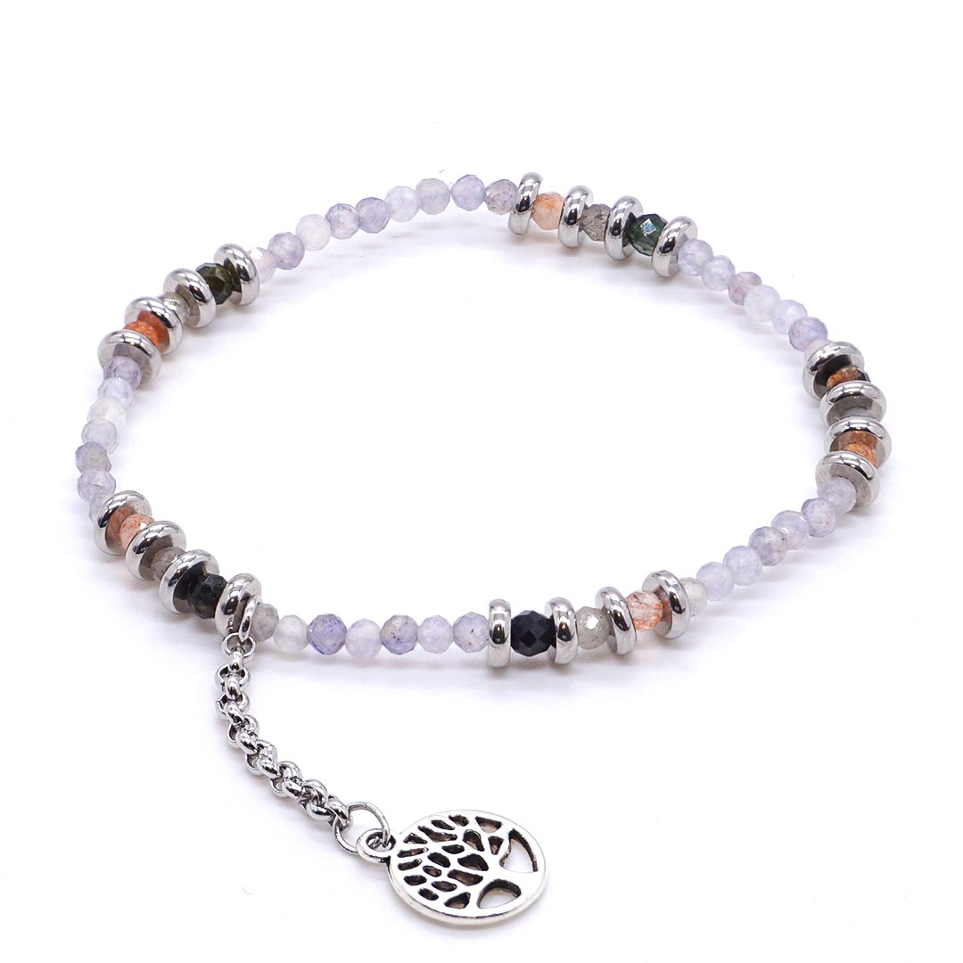 Luminosa - Iolit, Labradorit, Napkő és Turmalin karkötő