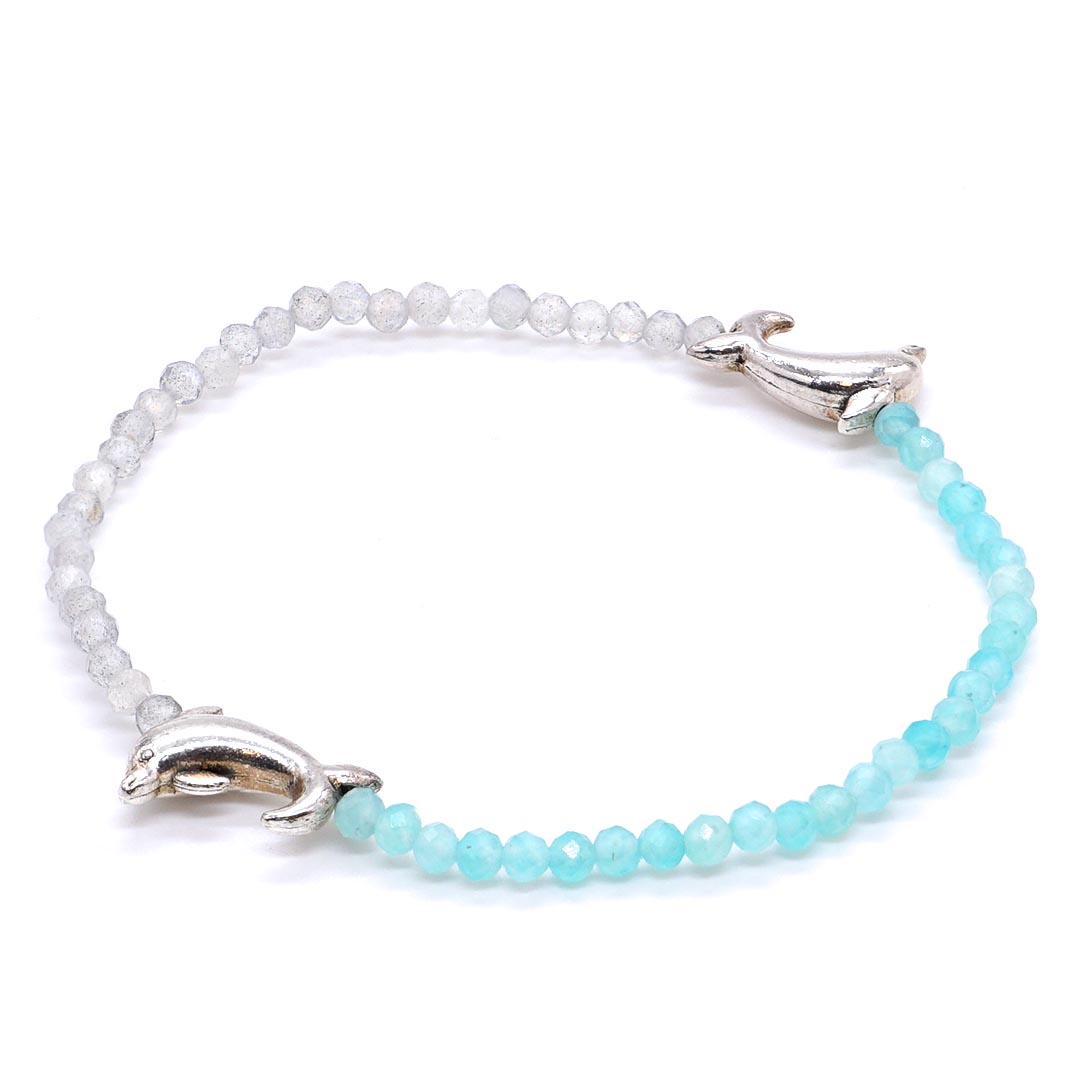 Ocean Whisper - Hegyikristály és Amazonit karkötő