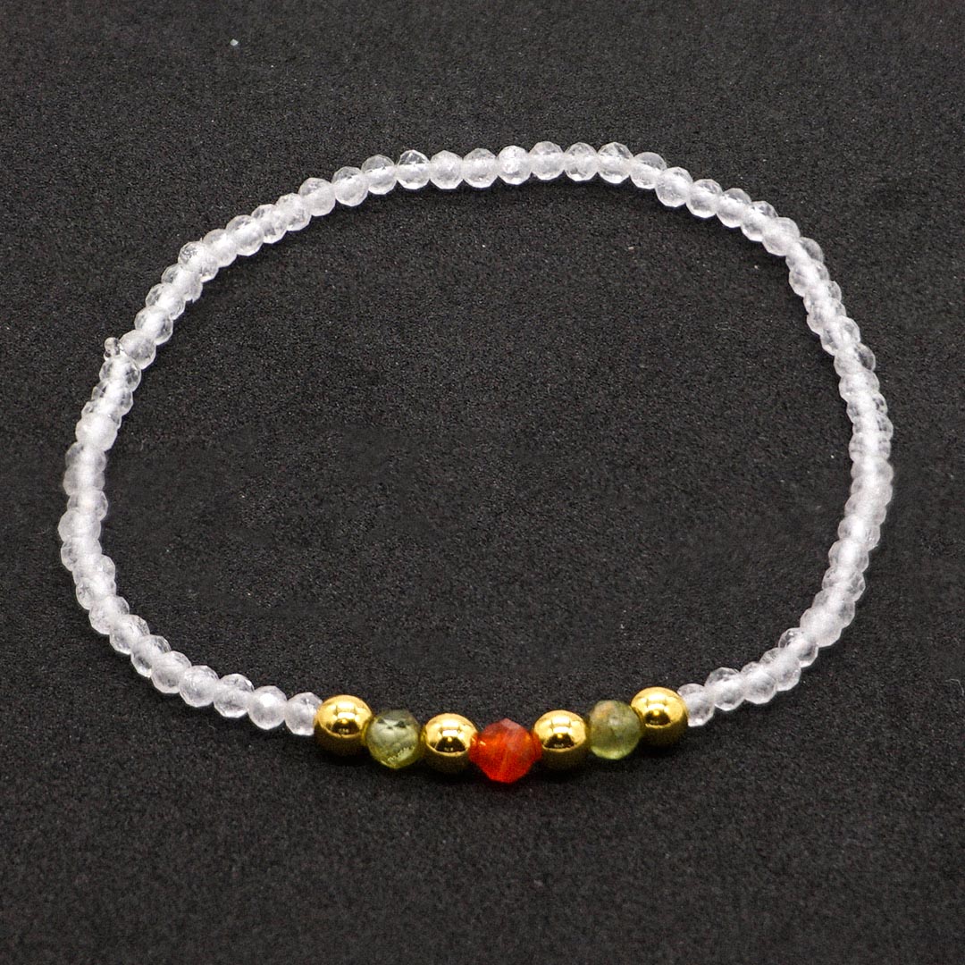 Frosty Mistletoe - Hegyikristály, Peridot és Karneol karkötő