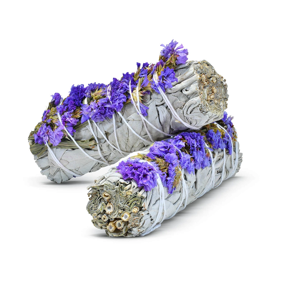 Fehér zsálya füstölő lila sinuata virággal Egyedi termékek , ásvány 2