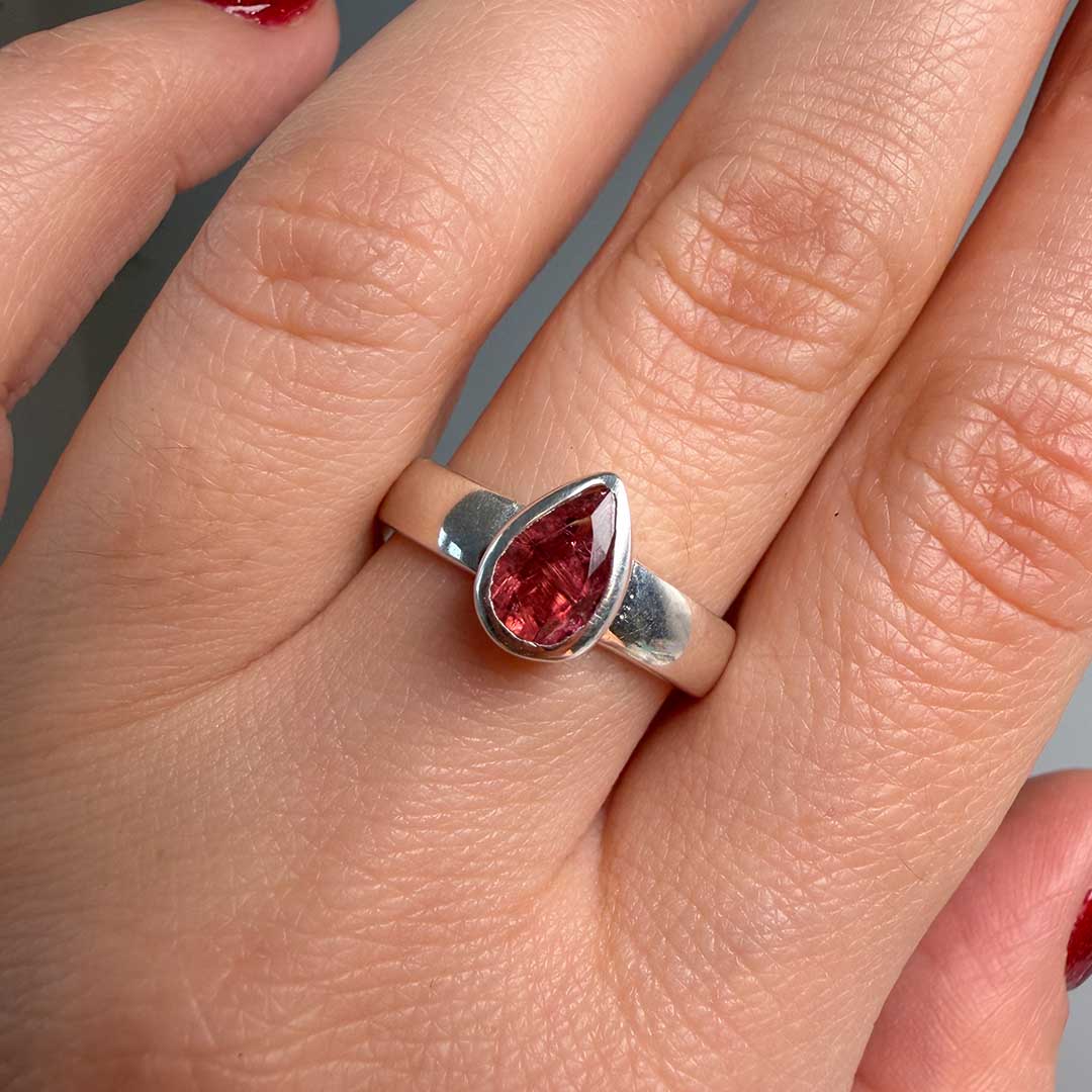 Pink Turmalin ezüst gyűrű - 57,5-es méret