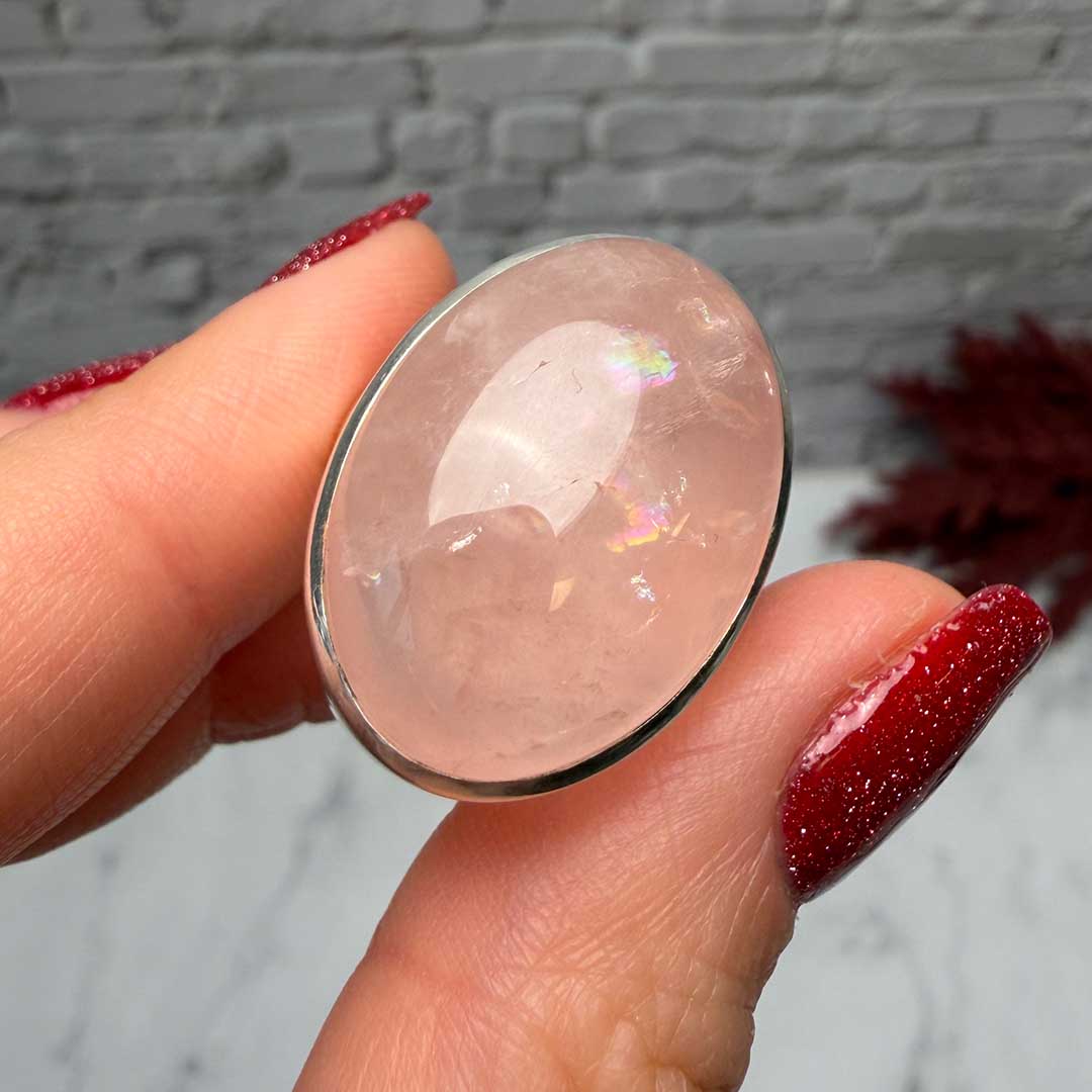 Rózsakvarc ezüst gyűrű - állítható méretben