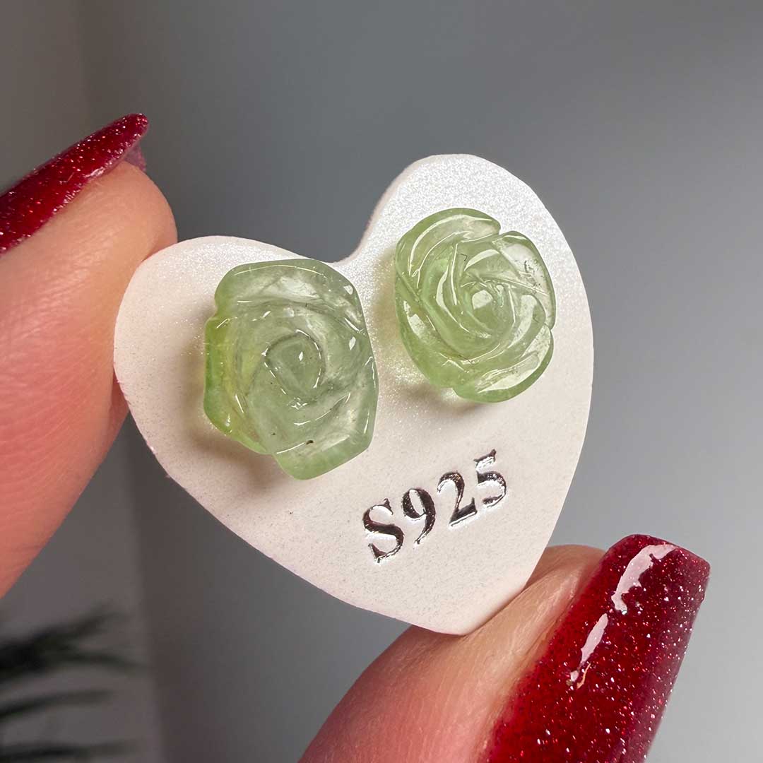 Turmalin Rózsa alakú fülbevaló - ezüst foglalattal! (2)