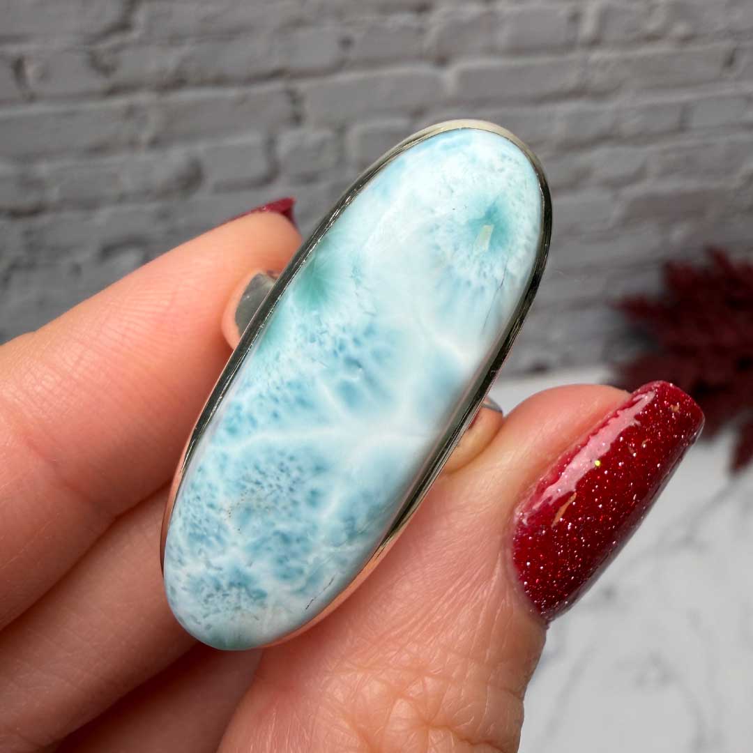 Larimár gyűrű ezüst foglaltban - állítható méret! - prémium! (4)